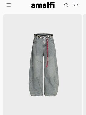 Womens Barrel-Wave Patchwork Denim Pants